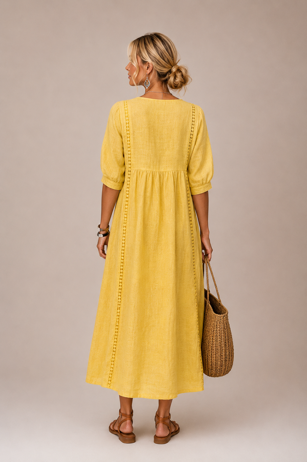 MOREAU LYON | ROBE EN LIN ET DENTELLE POUR FEMME