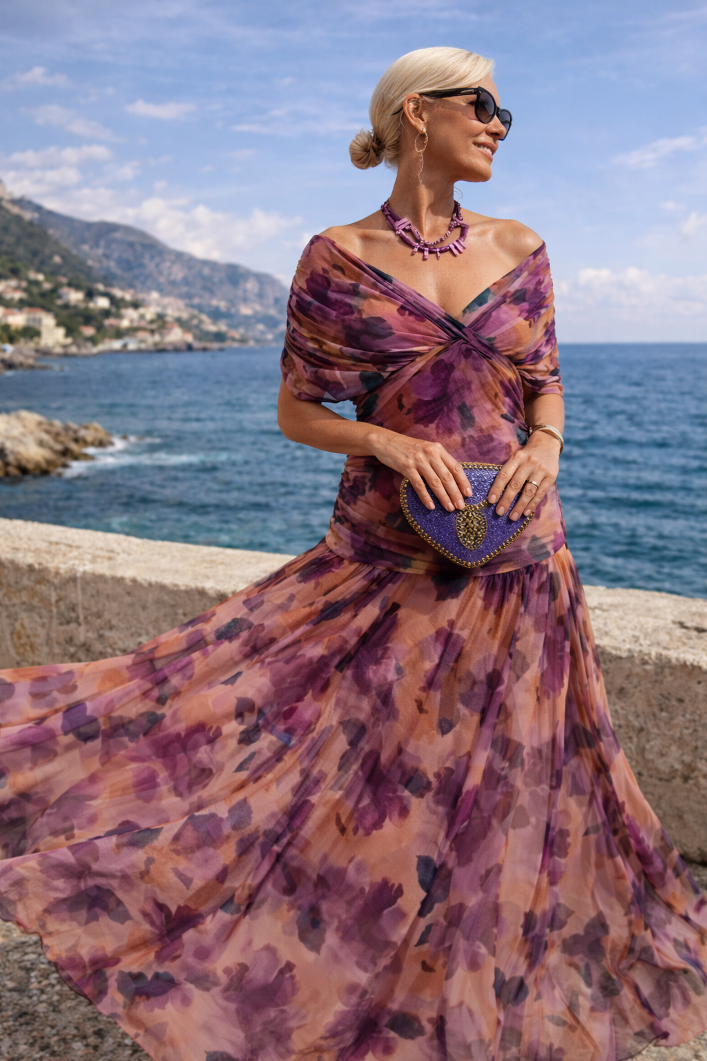 Robe maxi élégante pour les fêtes avec décolleté en V
