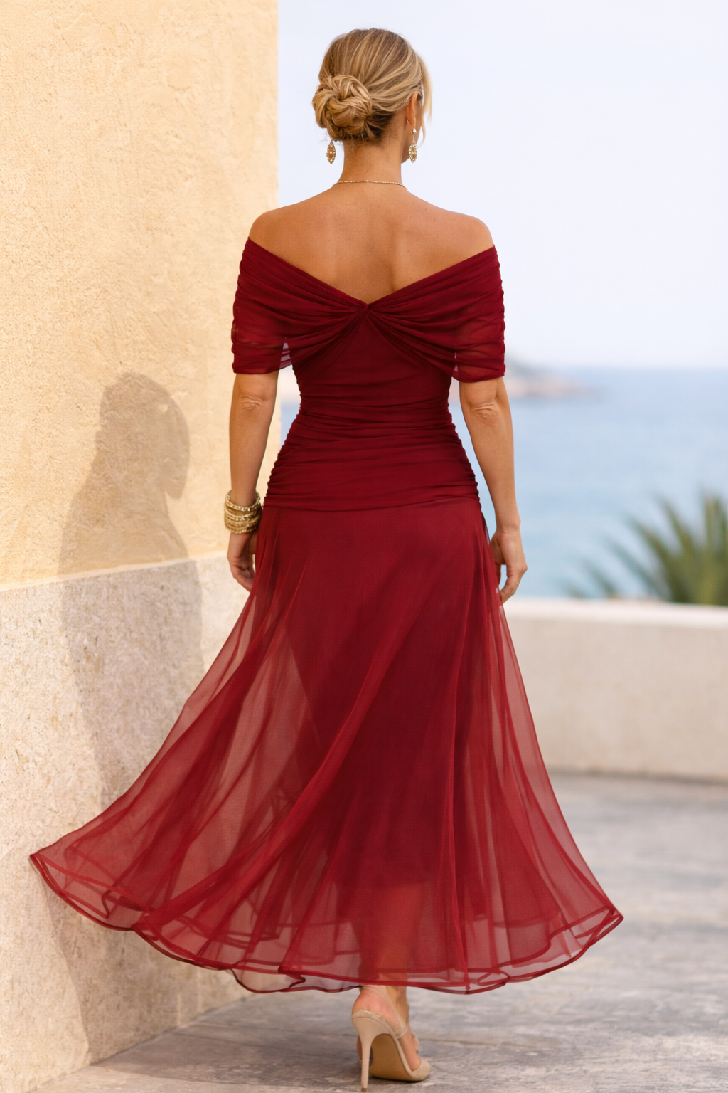 Robe maxi élégante pour les fêtes avec décolleté en V