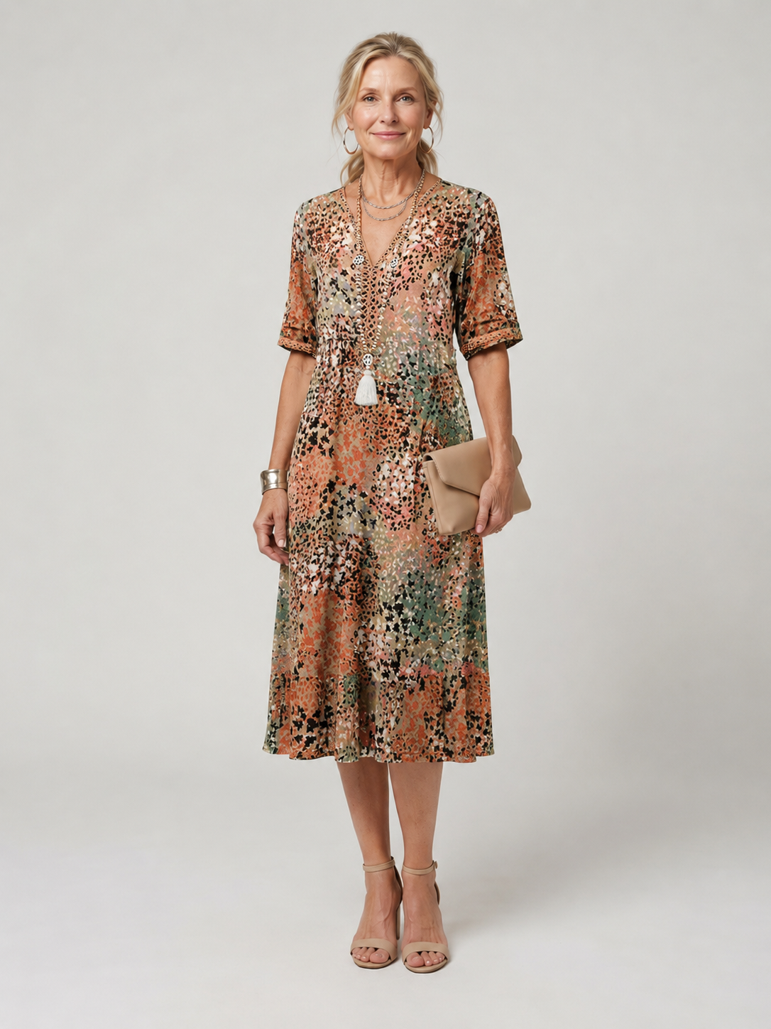 MOREAU LYON | ROBE MIDI IMPRIMÉE INTEMPORELLE POUR FEMMES