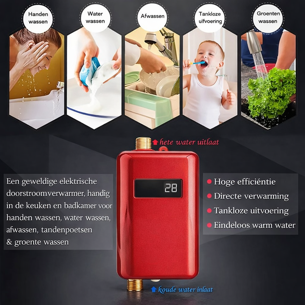 Chauffe-eau Électrique Sans Réservoir Intelligent avec Protection de Température