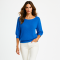 Pull en tricot pour femme avec col rond et manches trois quarts