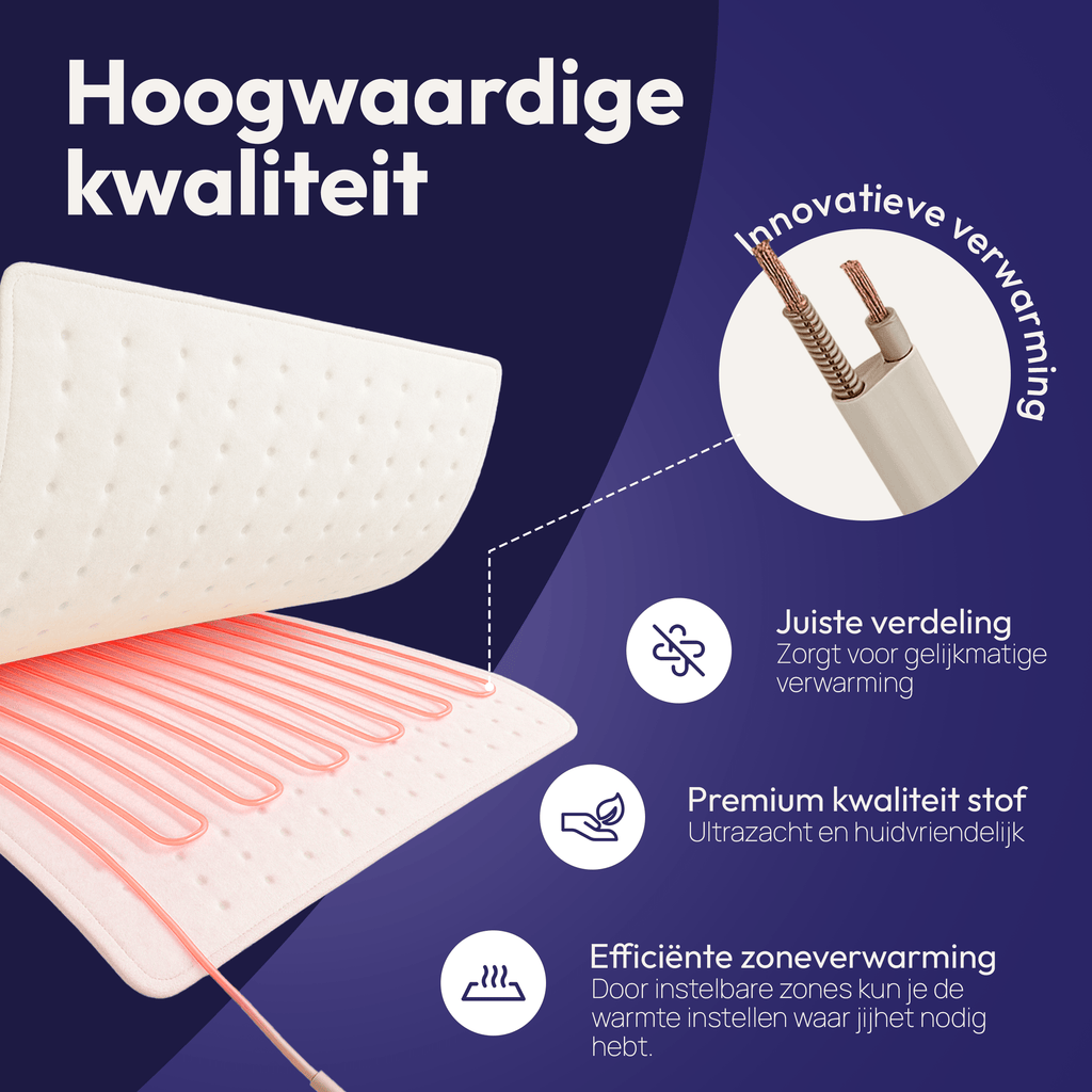 Couverture Électrique 190 x 90 cm – Avec Zone de Chauffage pour les Pieds