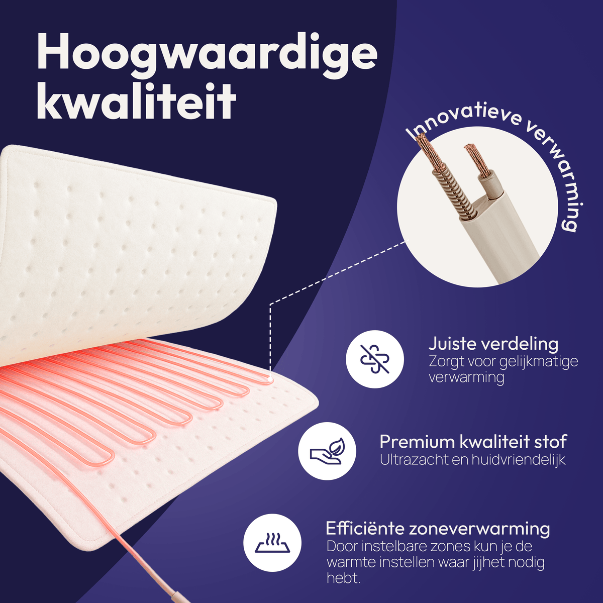 Couverture Électrique 190 x 90 cm – Avec Zone de Chauffage pour les Pieds