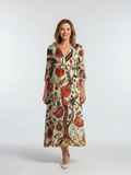 Corisande | Robe midi à manches longues et décolleté en V fleuri