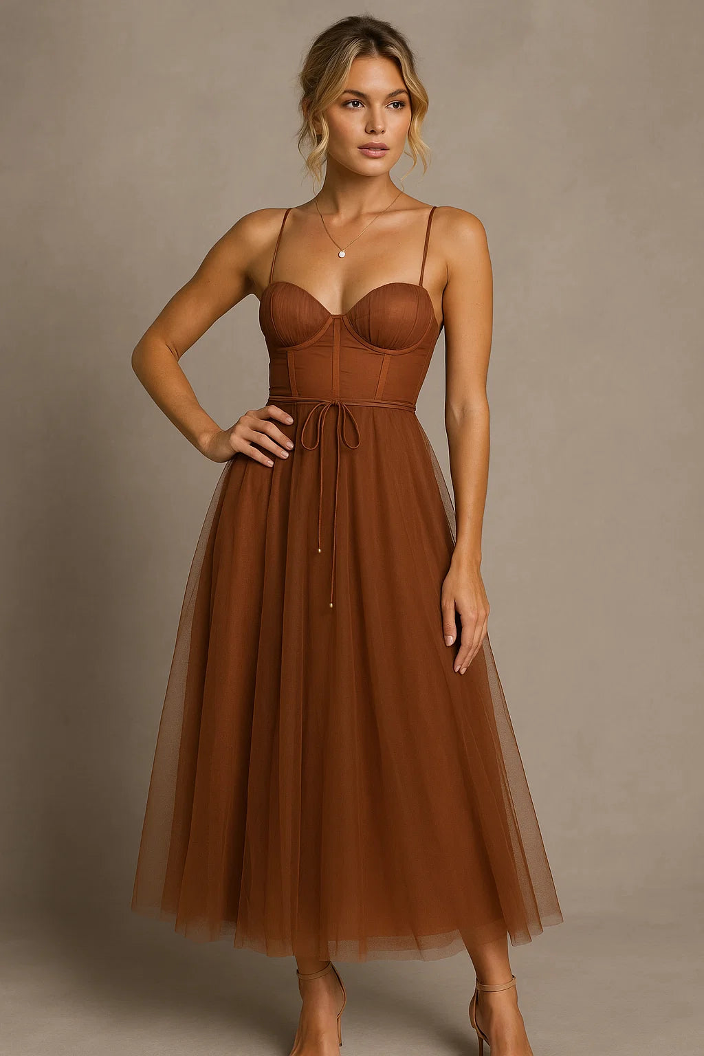 Robe Midi Chiffon Corset