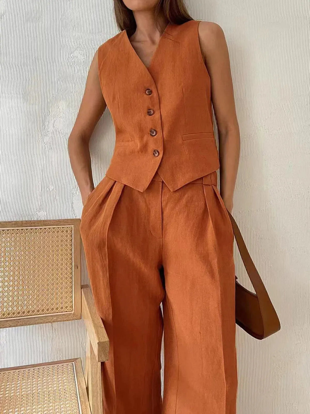 Ensemble en Coton et Lin en Deux Pièces