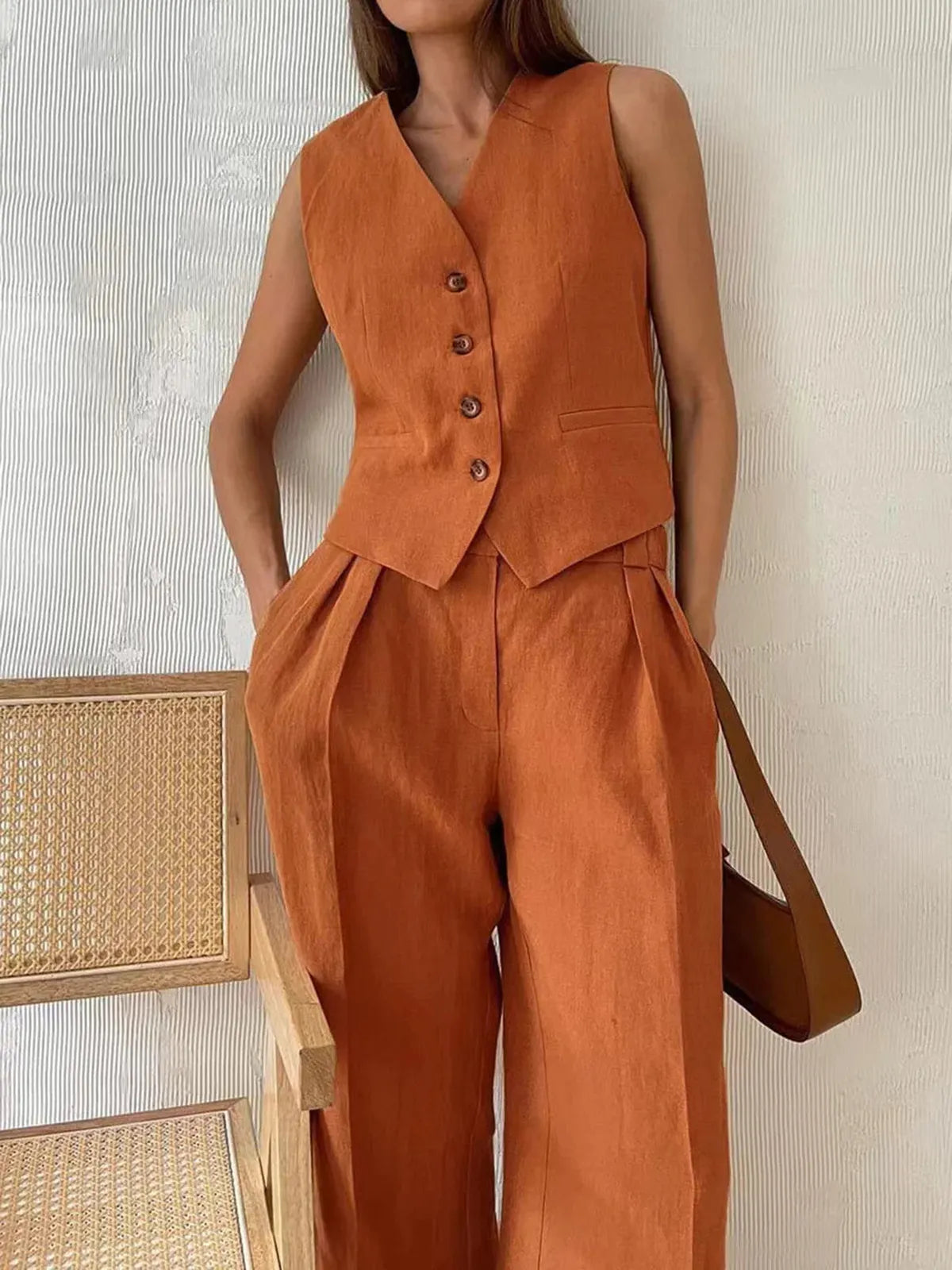Ensemble en Coton et Lin en Deux Pièces