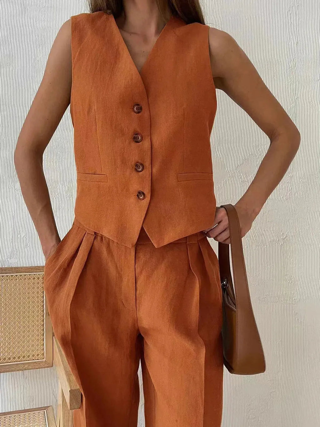 Ensemble en Coton et Lin en Deux Pièces