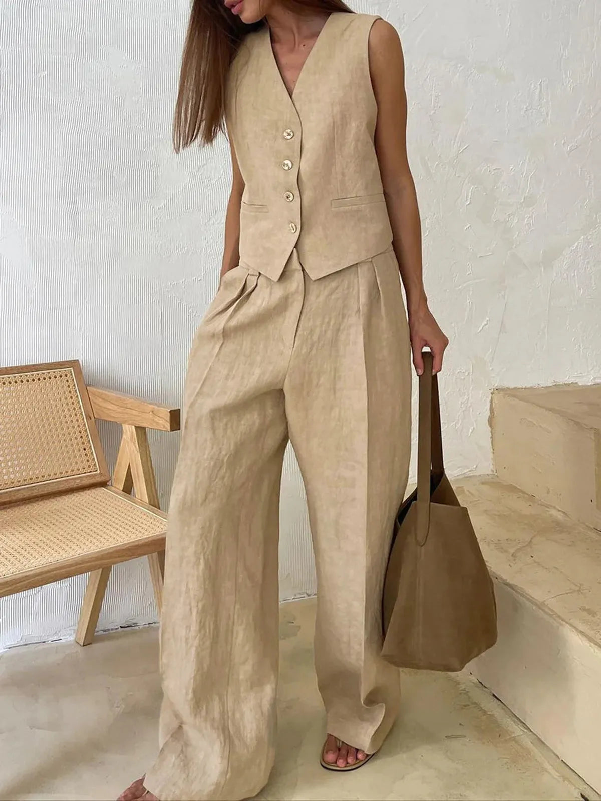 Ensemble en Coton et Lin en Deux Pièces