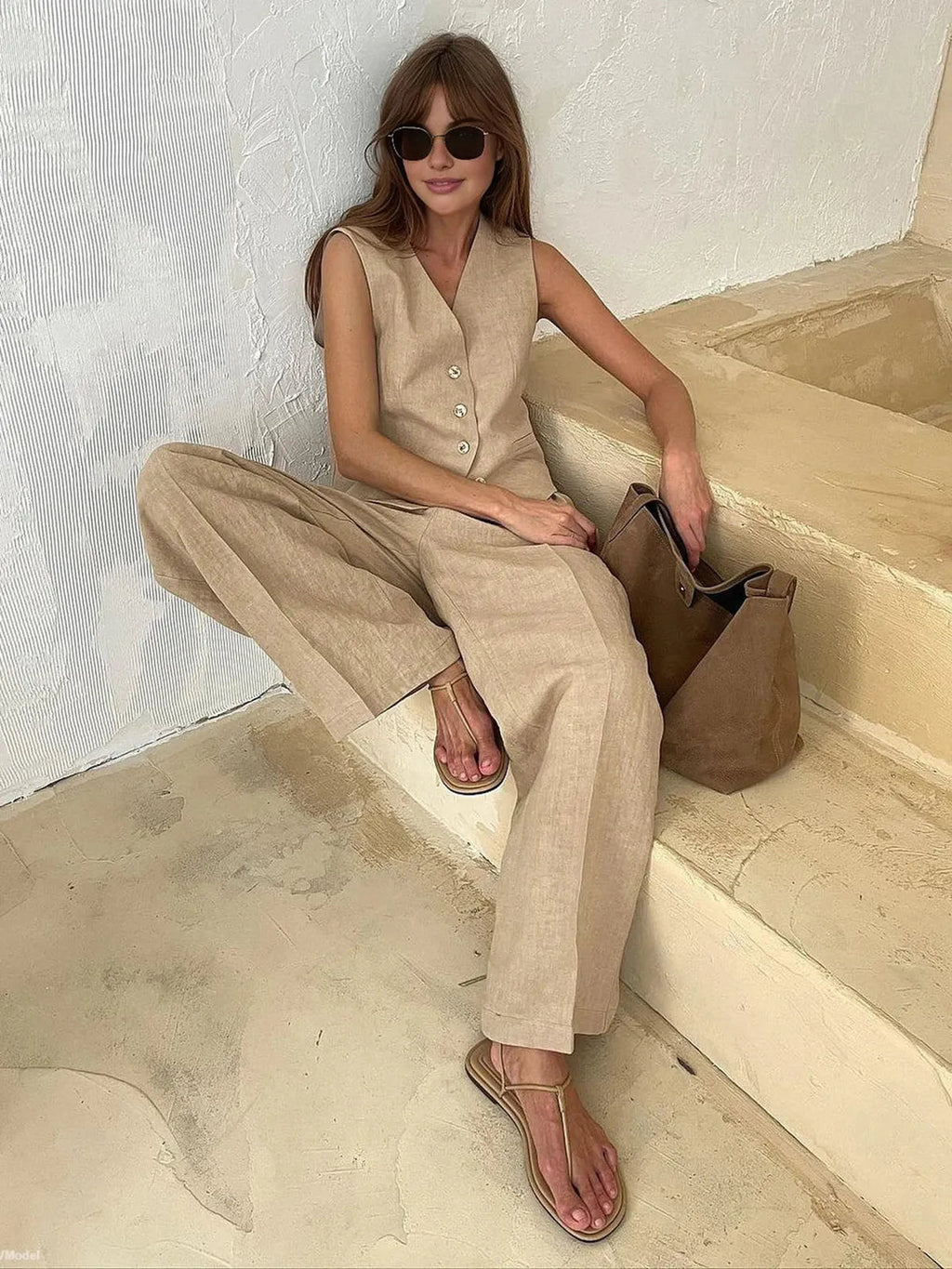 Ensemble en Coton et Lin en Deux Pièces