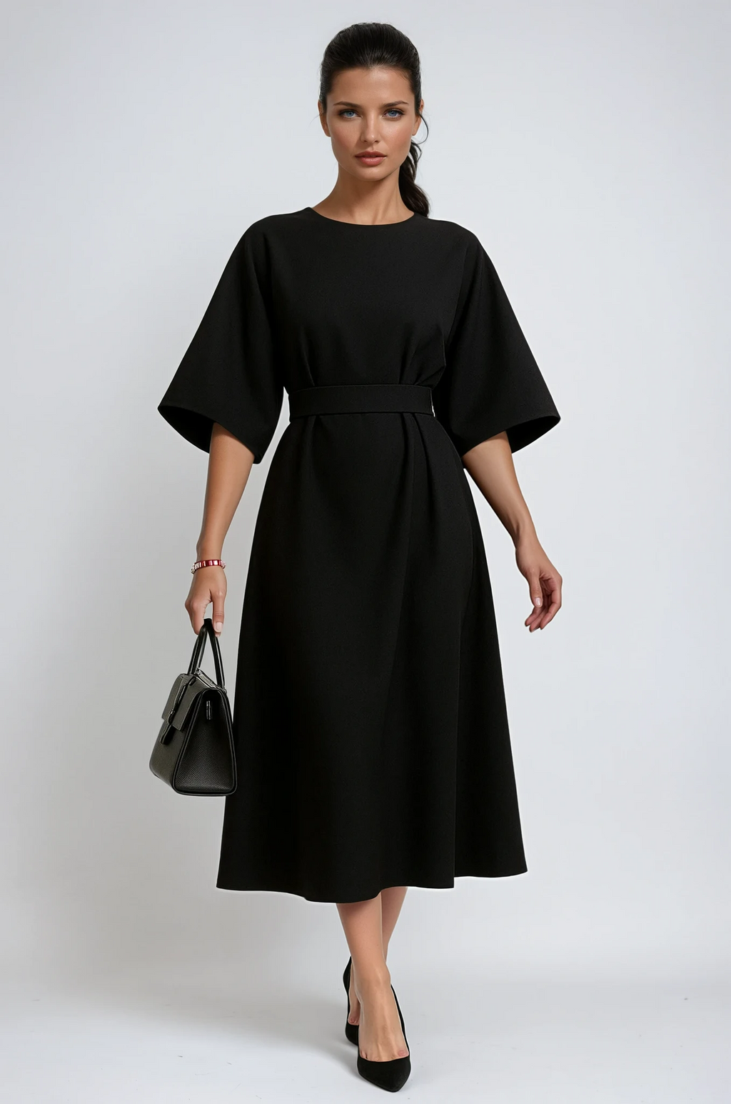 Robe de travail midi à col rond