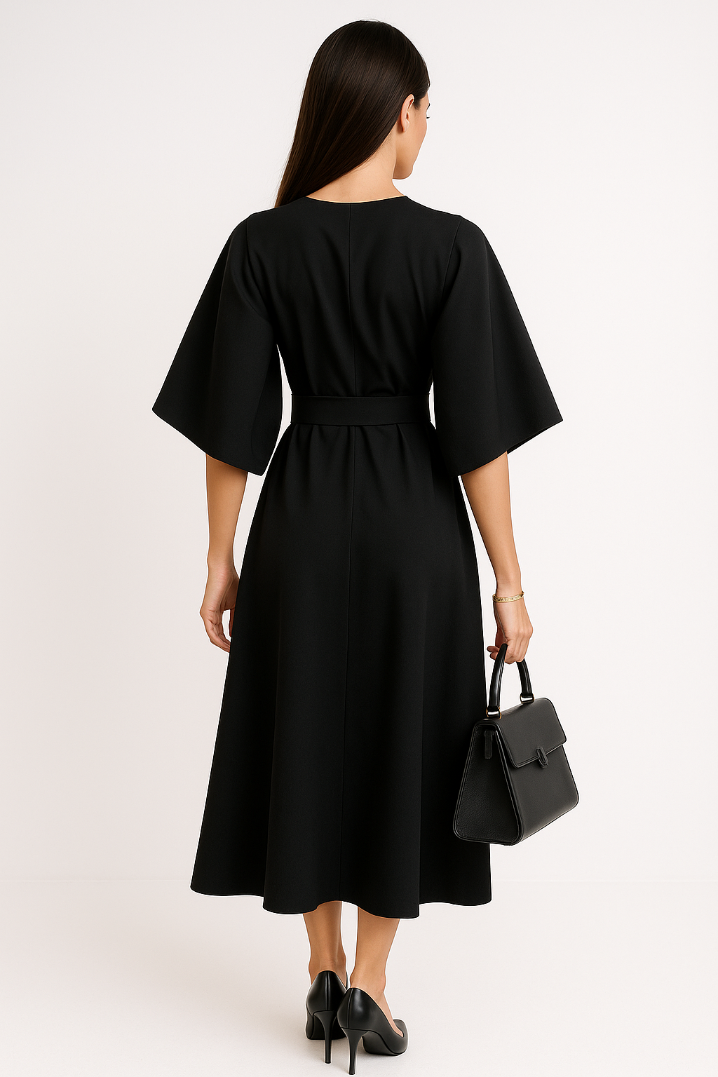 Robe de travail midi à col rond