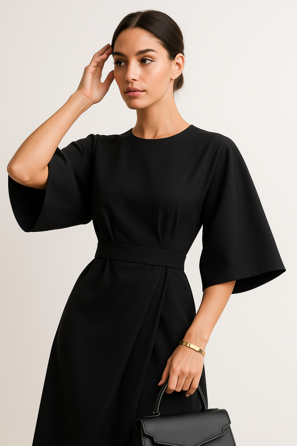 Robe de travail midi à col rond