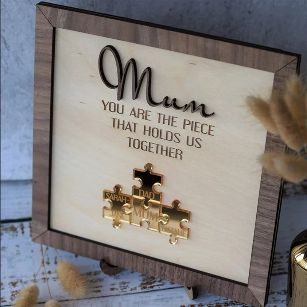 Puzzle de Famille | Vous êtes notre pièce de puzzle connectante | Art gravé