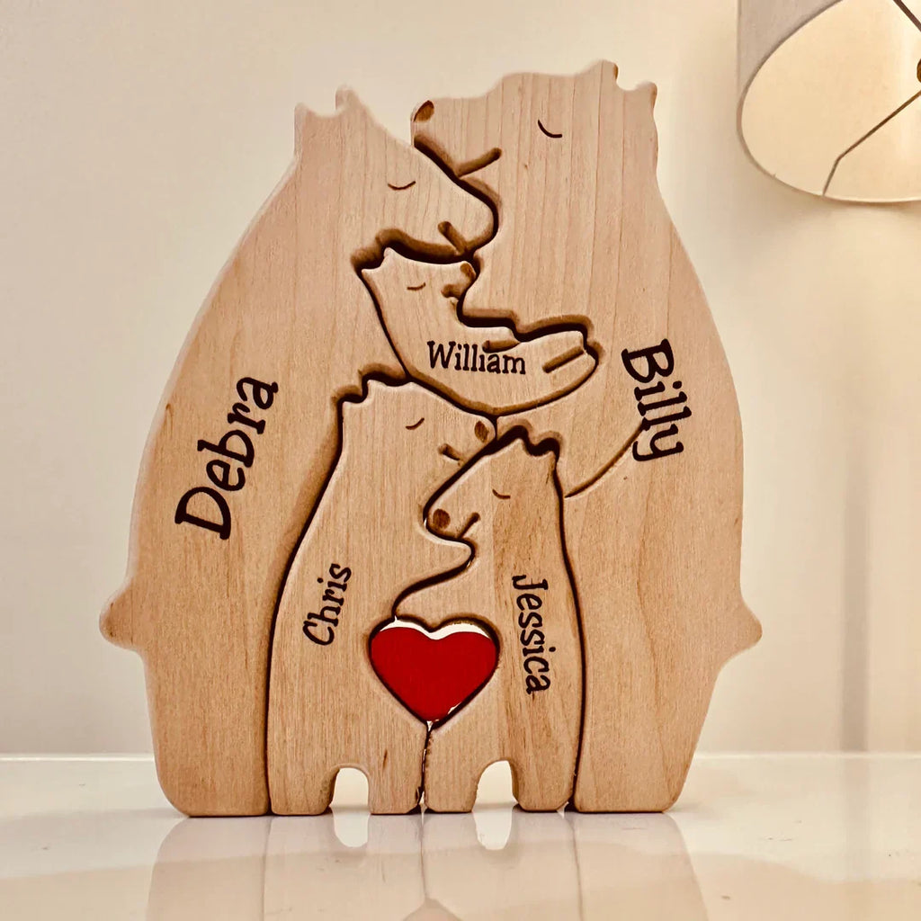 Famille d'Ours en Bois | Décoration personnalisable et unique pour une touche chaleureuse et personnelle