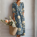 MOREAU LYON | ROBE MIDI EN LIN FLORAL ANCIEN POUR FEMMES