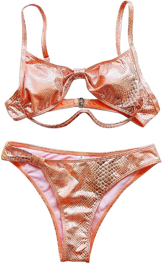 Ensemble de Bikini Femme | Imprimé Python Métallique avec Découpe & Détail Twist