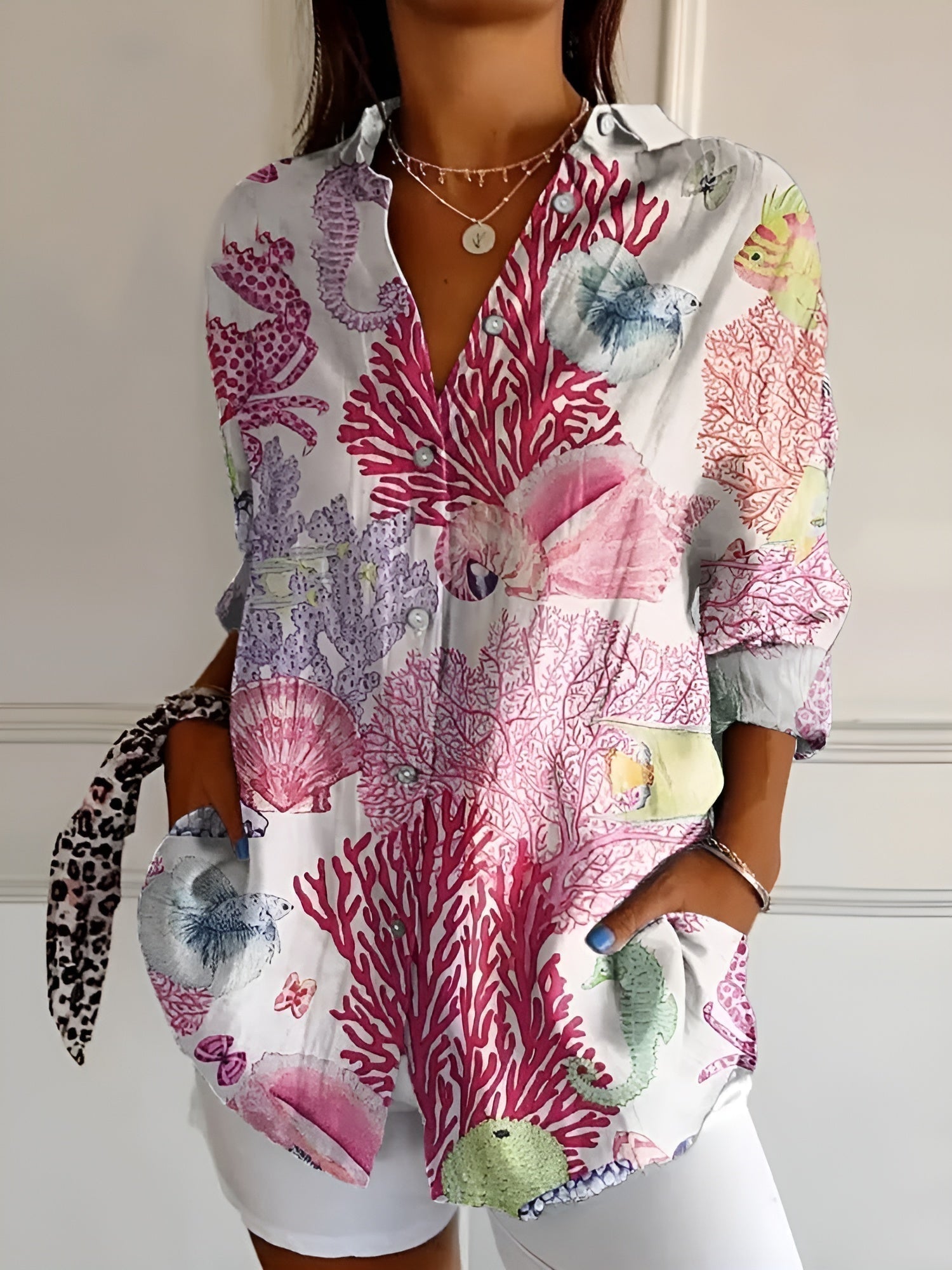 Blouse Femme | Décolleté en V & Imprimé Décontracté