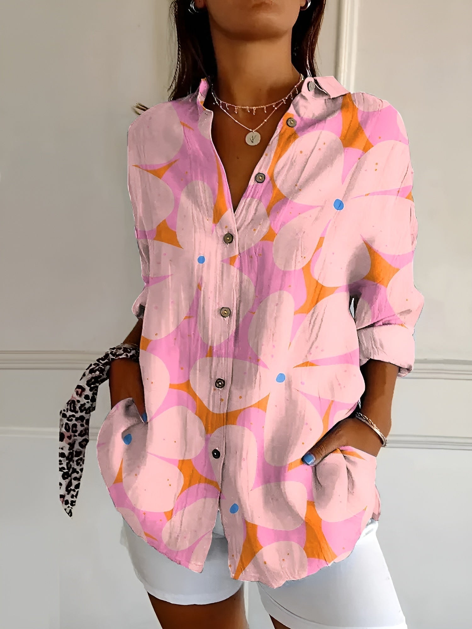 Blouse Femme | Décolleté en V & Imprimé Décontracté