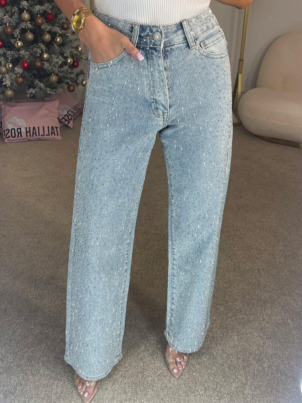Jeans pour femmes Denim | Détails scintillants & coupe allongeante