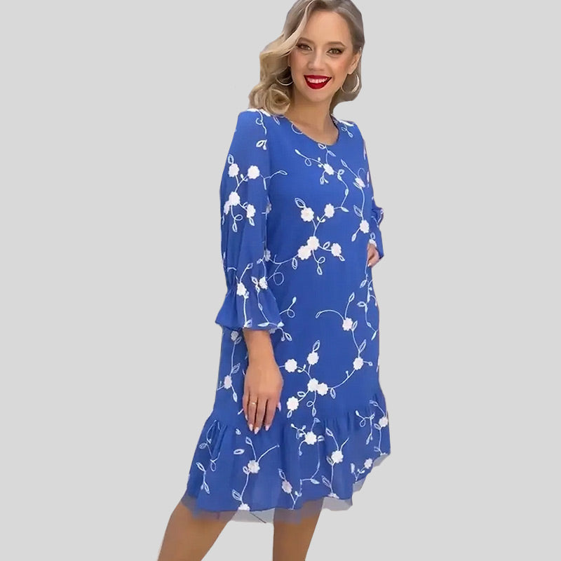 Robe d'été midi à manches 3/4 pour femmes - Elena