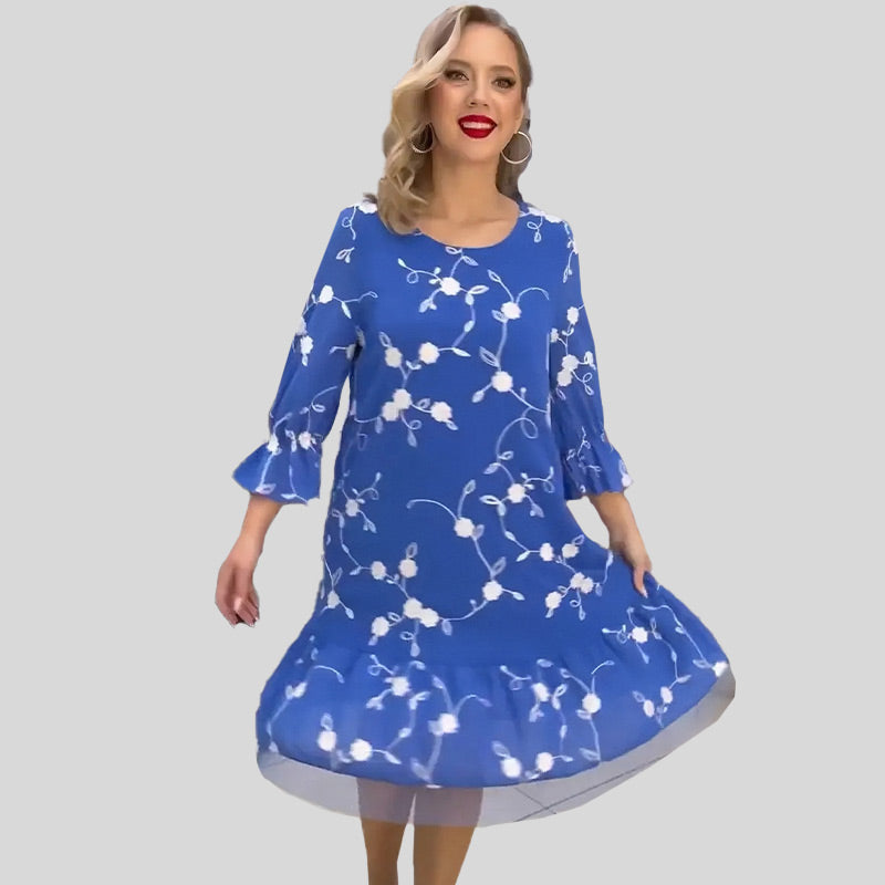 Robe d'été midi à manches 3/4 pour femmes - Elena