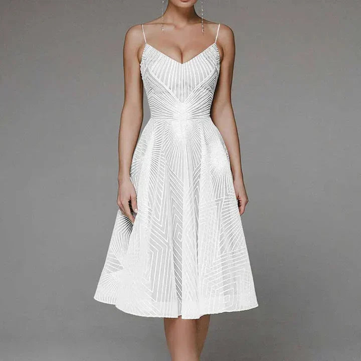 Robe Cocktail Midi A Ligne Femme Décolleté en Cœur pour Mariage - Mila