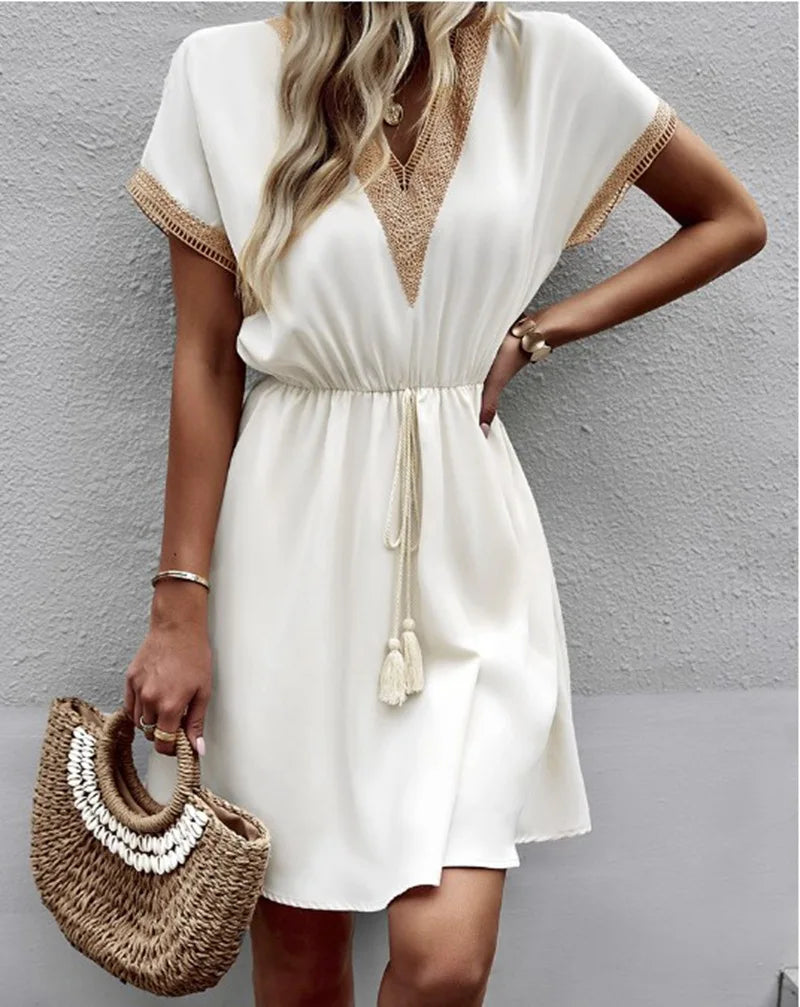 Robe d'Été Mini Bohème pour Femmes - Adrianna