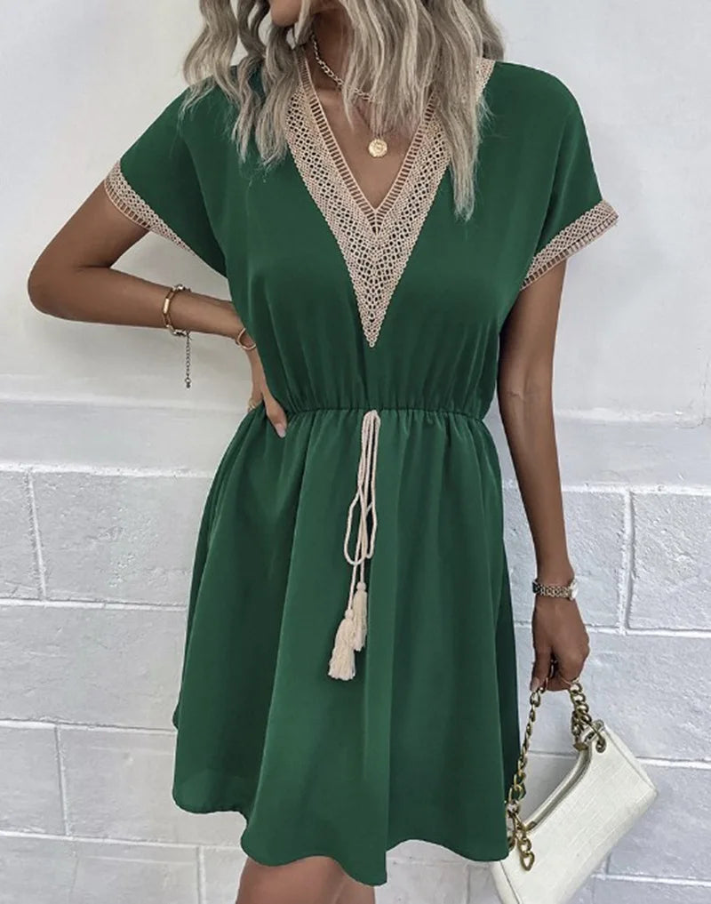 Robe d'Été Mini Bohème pour Femmes - Adrianna
