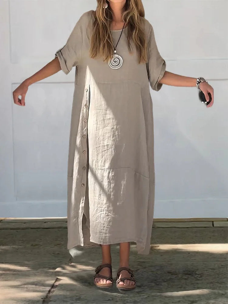 Robe Blouse Midi Décontractée Femme - Meah
