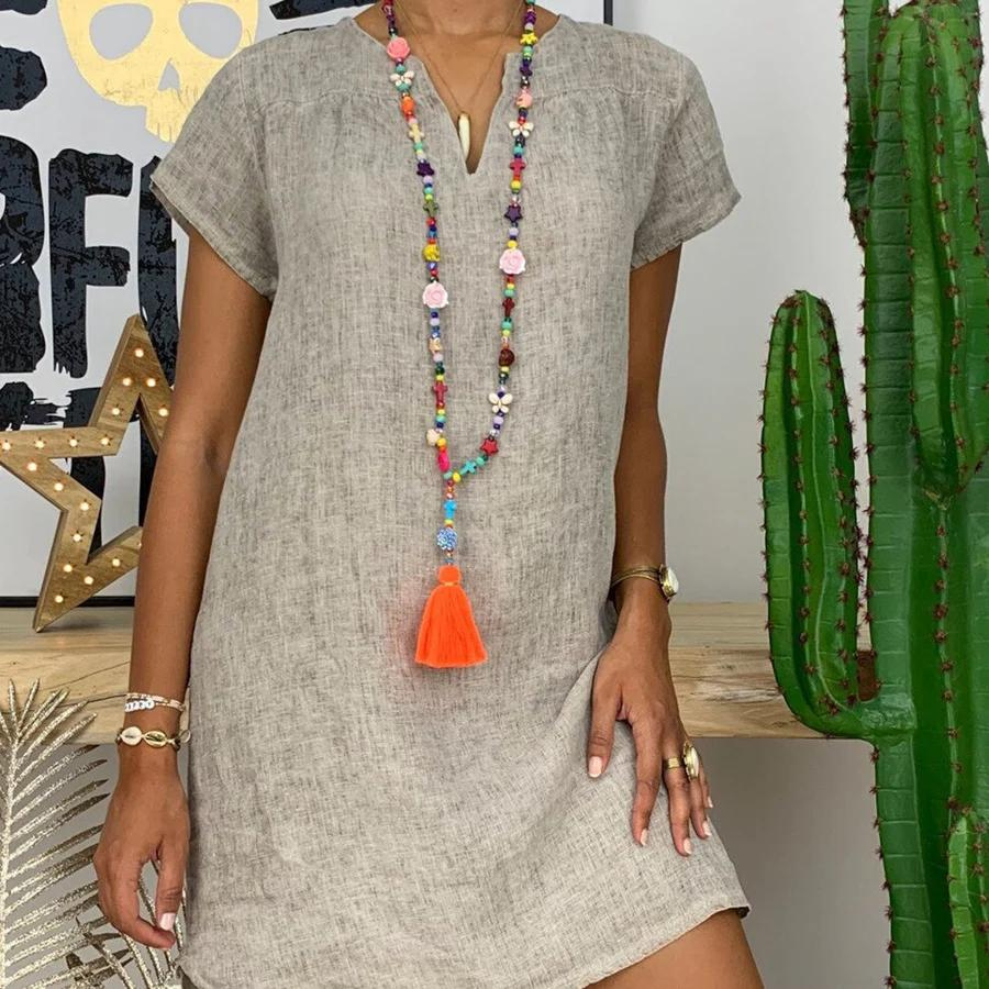 Robe Chemise Mini Décontractée Femme - Yvonne
