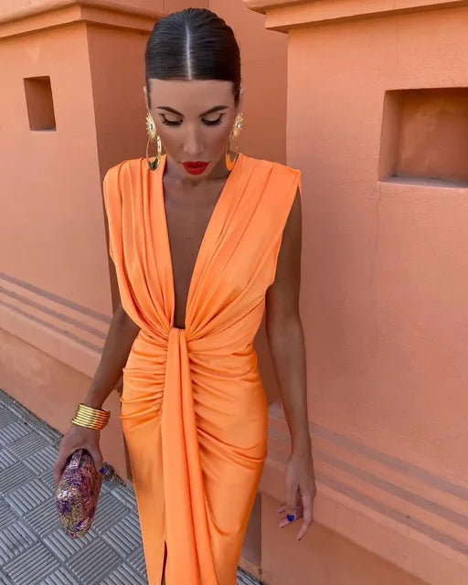 Robe de Gala Midi Sexy Sans Manches Élégante pour Femmes - Amelia