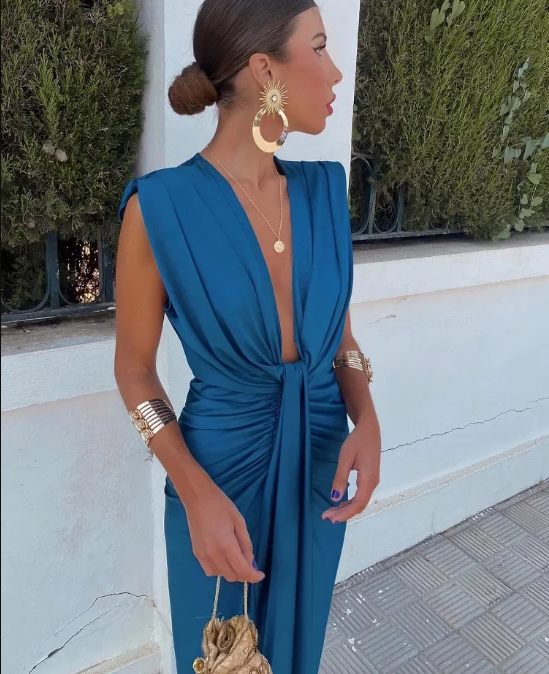 Robe de Gala Midi Sexy Sans Manches Élégante pour Femmes - Amelia
