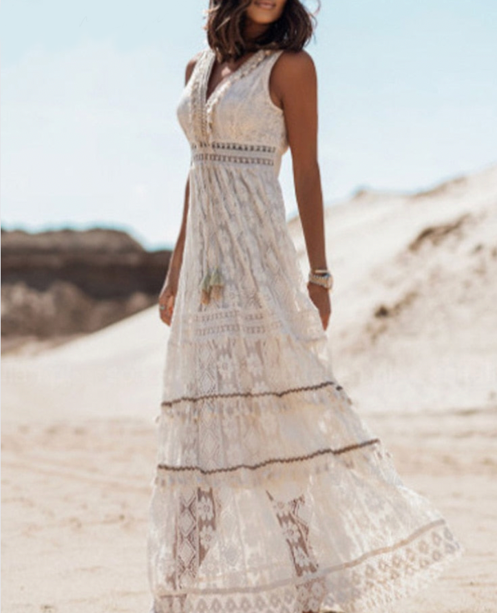 Robe Maxi d'Été Sans Manches Boho Élégante et Aérée - Karmina