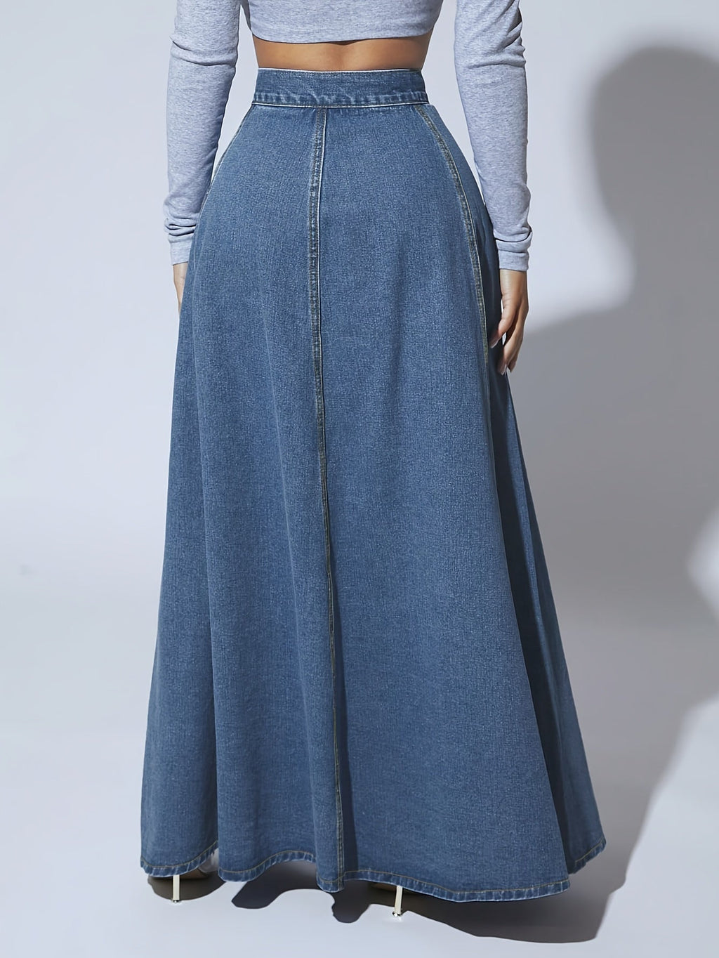 Jupe en Jean Maxi Évasée Taille Haute - Melina