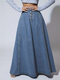 Jupe en Jean Maxi Évasée Taille Haute - Melina