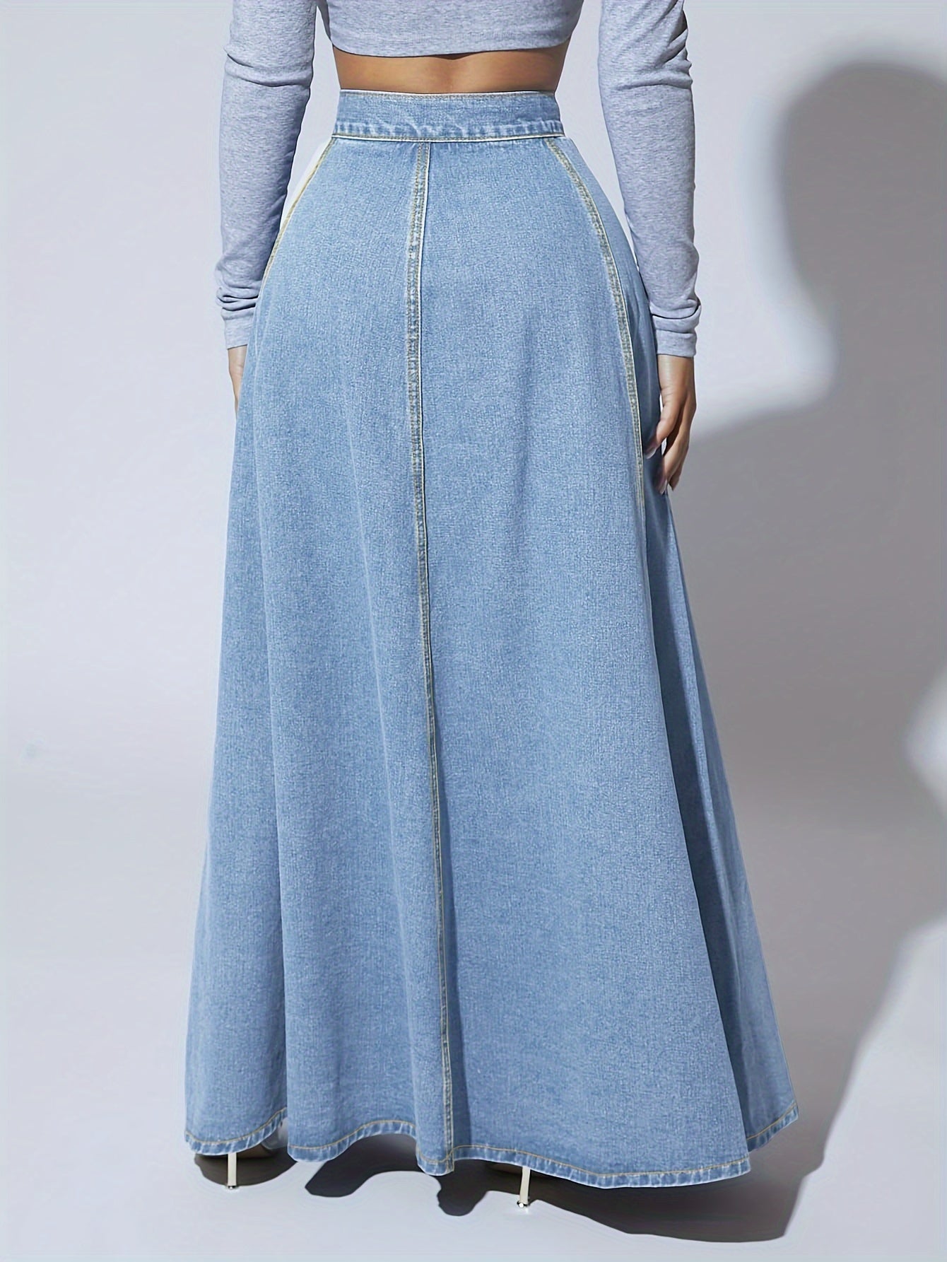 Jupe en Jean Maxi Évasée Taille Haute - Melina