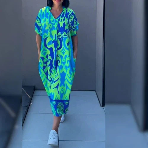 Robe Kaftan Midi d'Été pour Femmes - Eliza