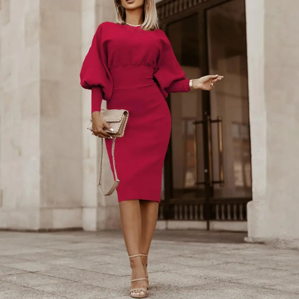 Robe Midi à Manches Lanternes pour Femmes - Florentine