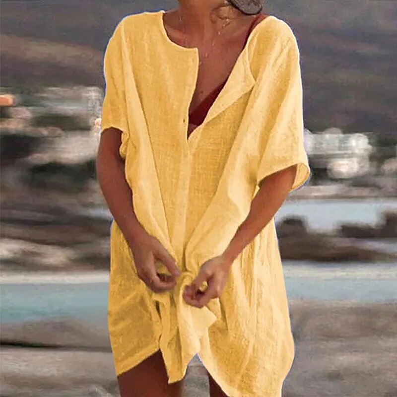 Robe d'Été Mini Décontractée en Lin pour Femmes - Ruby