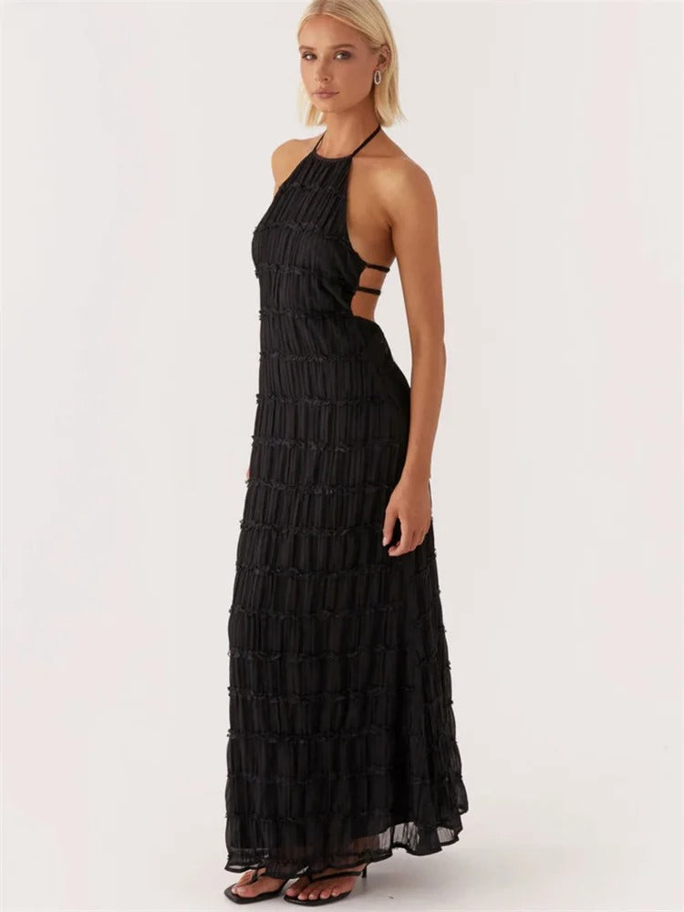 Robe Maxi Femme | Col Halter & Dos Nu