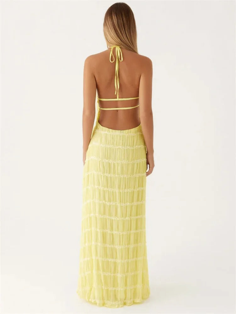Robe Maxi Femme | Col Halter & Dos Nu