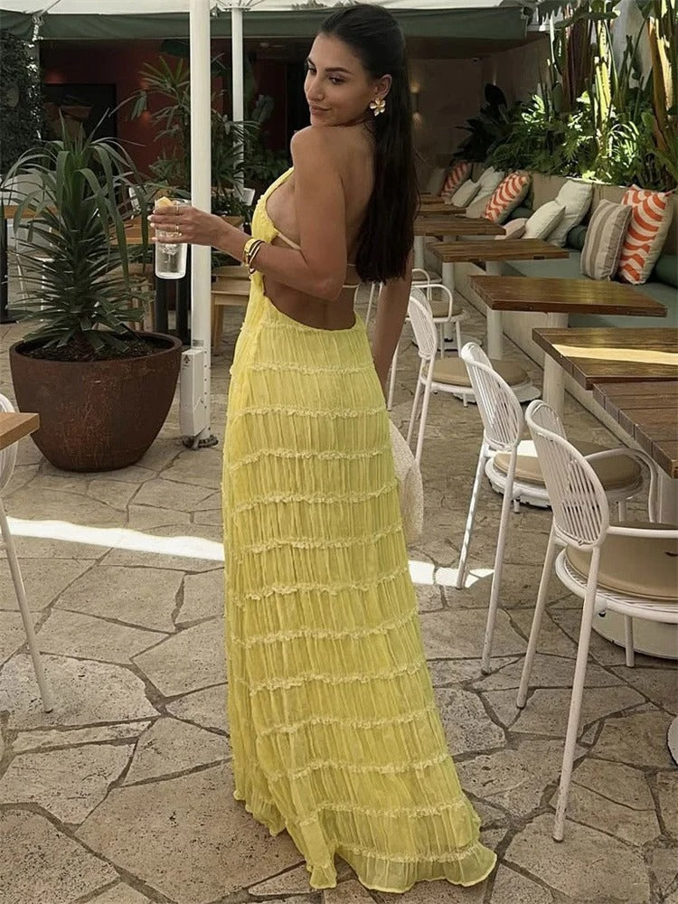 Robe Maxi Femme | Col Halter & Dos Nu