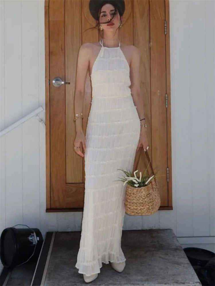 Robe Maxi Femme | Col Halter & Dos Nu
