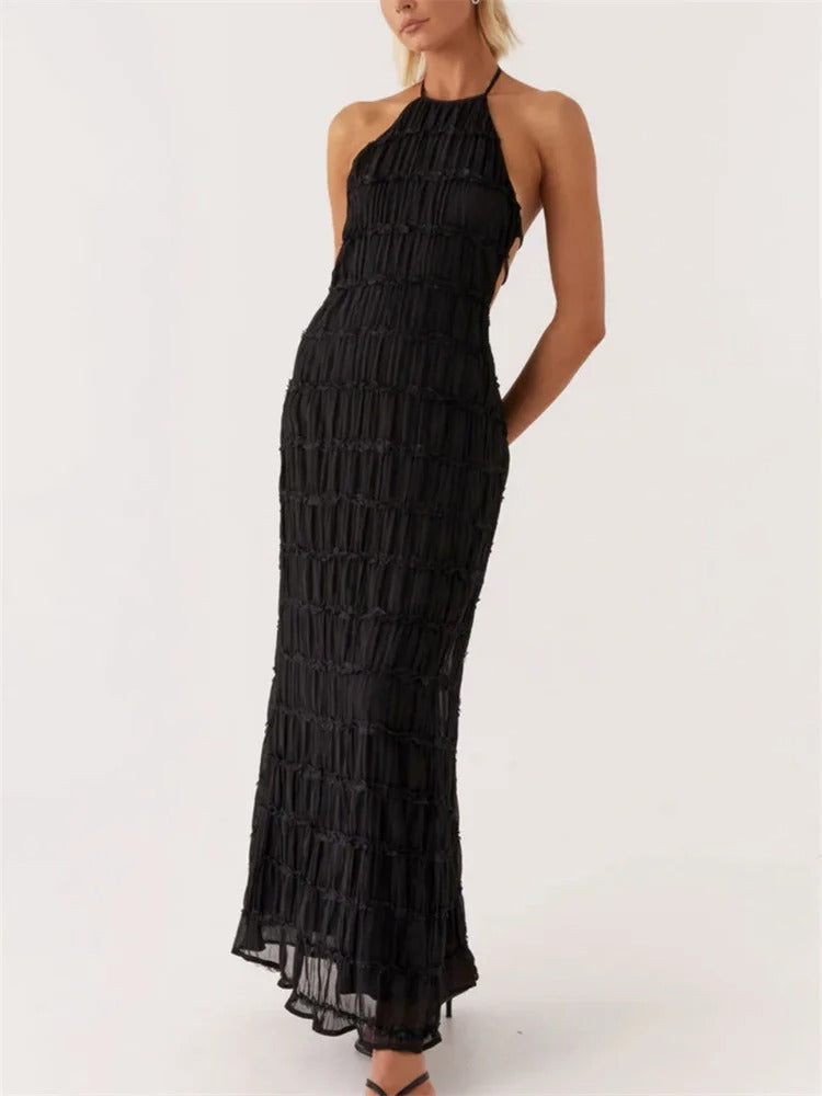Robe Maxi Femme | Col Halter & Dos Nu