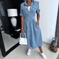 Robe en Denim Midi Femme avec Col - Ashlyn