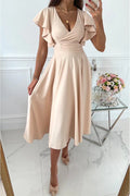 Robe Midi Gala Femme avec Manches Papillon - Angel