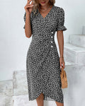 Robe d'été Midi pour Femmes avec Manches Courtes et Décolleté en V - Maria