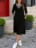 Robe midi d'été pour femmes avec décolleté en V - Divine
